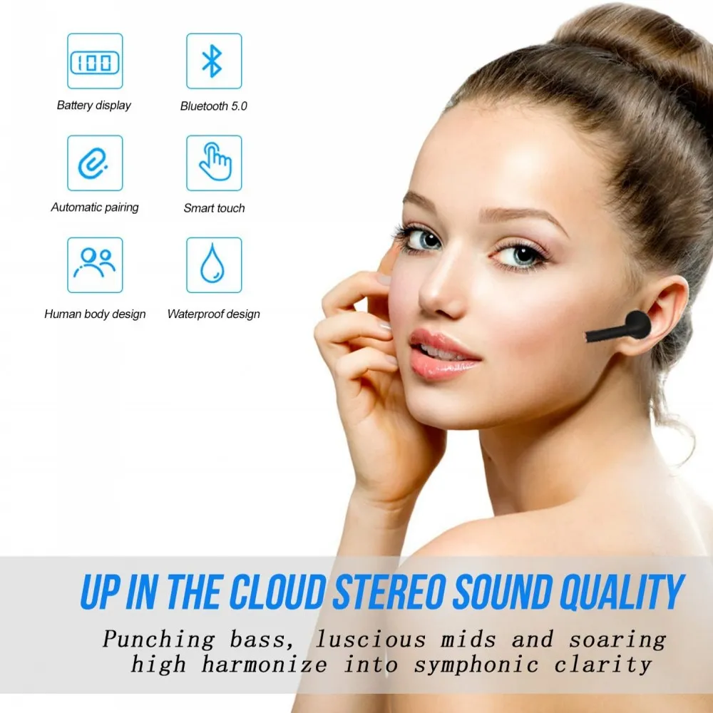 Auricolari wireless Bluetooth 52 Auricolari impermeabili IPX7 con display a LED Custodia di ricarica HD Stereo con microfono incorporato Auricolari sportivi7602023