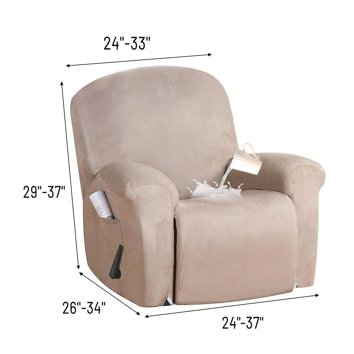 Suede All-inclusive Recliner Chair Cover Stretch Chair Waterproof Non-slip Slipcover Dustproof Massage Sofa Chair Seat Protector 2198J