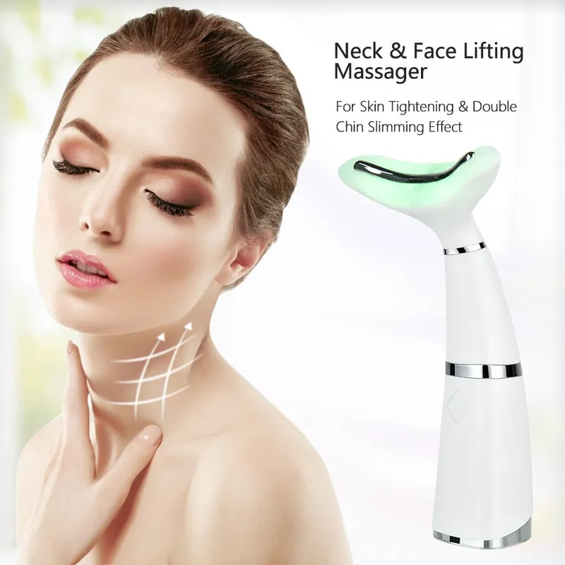 Neck Face Lift Multi Functional Devices LED Pon Therapy Skin Tighten Reduce Double Chin Anti Wrinkle Massager 220216