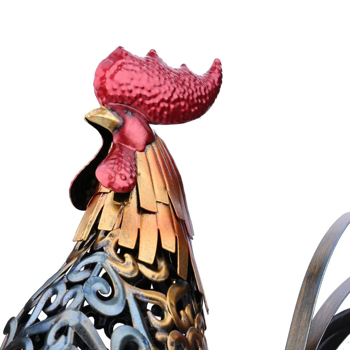 Tooarts Métal Figurine Coq De Fer Articles De Décoration Vivid Coloré Figurine Artisanat Cadeau Pour La Décoration De La Maison Accessoires T200331