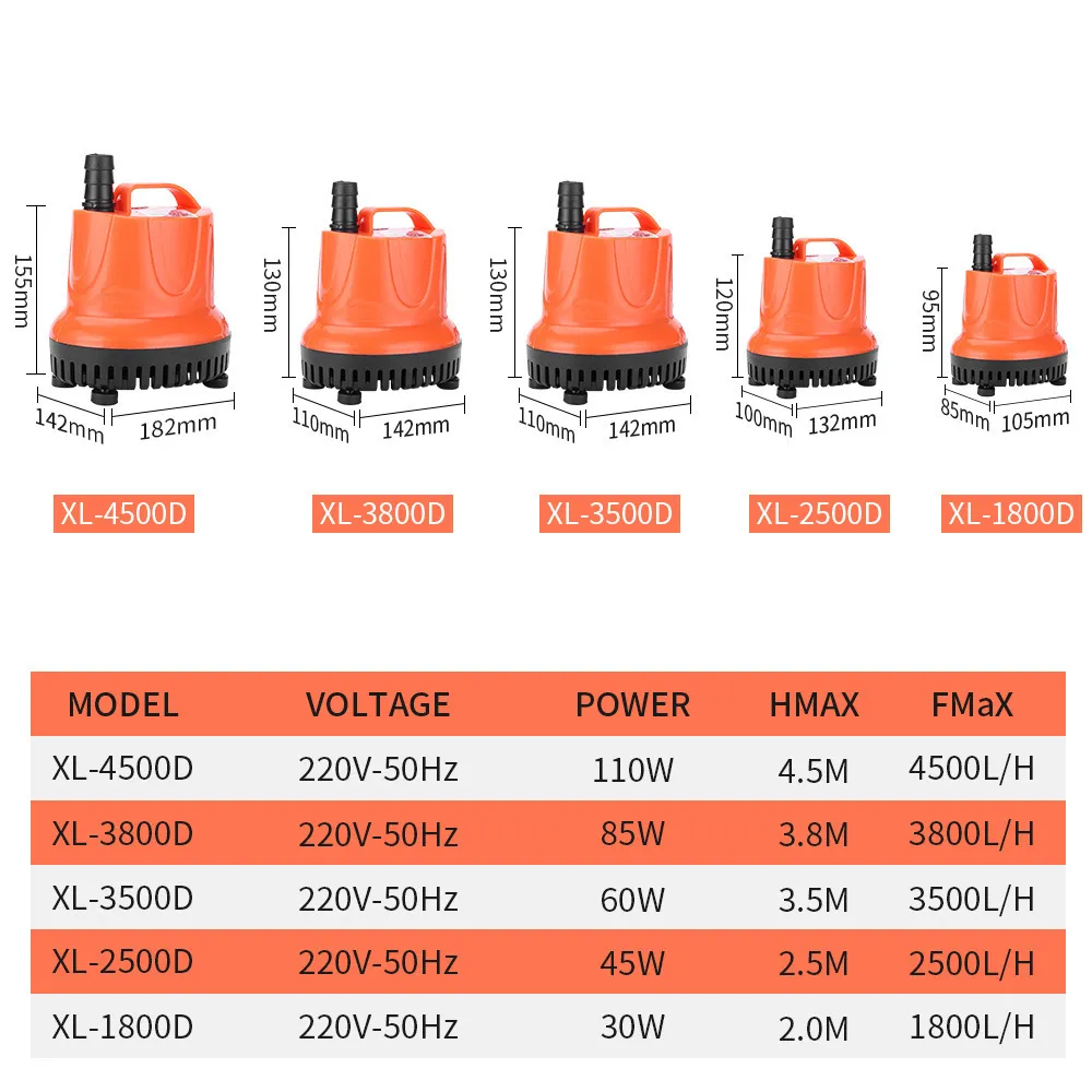 30/45/60 / 85W Pompe à eau submersible ultra-silencieuse 1800-3800L / H 220V Aquarium Fish Pond Réservoir Bec Marin Contrôle de la température Nettoyer Y200922