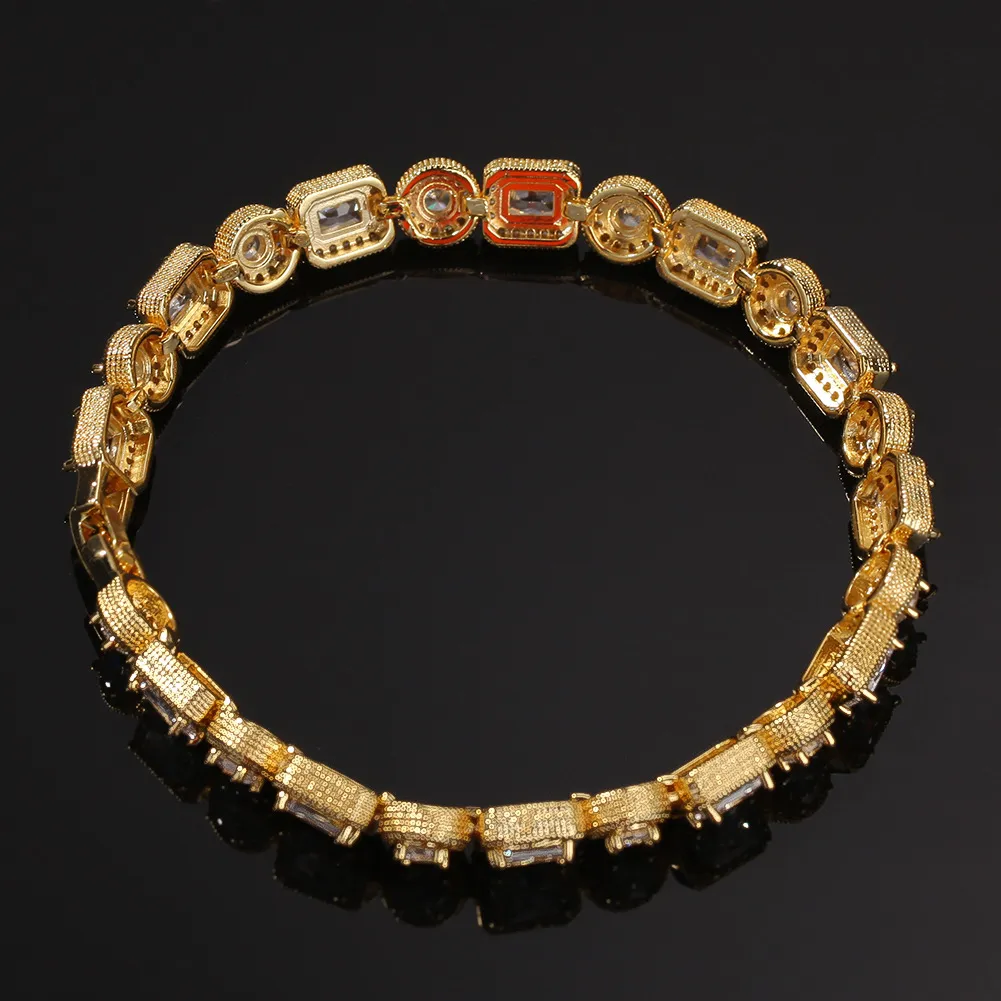 Biżuteria bransoletki hip hopu lodowana diamentowa bransoletka pełna mikro sześcien cyrkonia miedzi miami łańcuch linków kubańska męskie bransoletki 271a