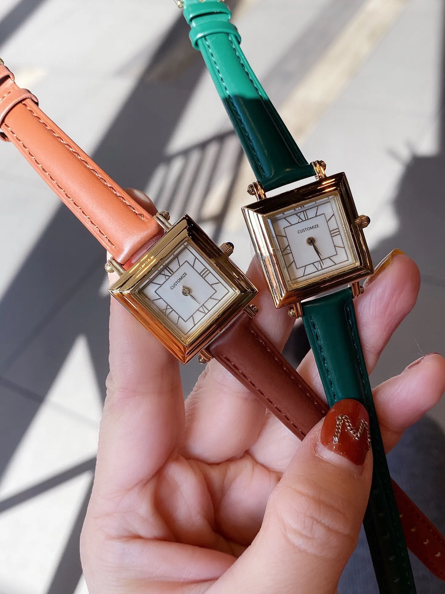 Классические женщины геометрические квадратные наручные часы из нержавеющей стали римские цифры часы женские кварцевые часы реальный кожаный ремешок