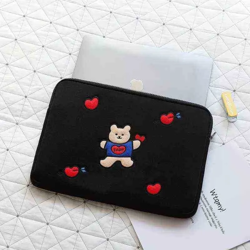Koreanska handväska för tecknad laptop tablett case ins björn söt mac iPad Pro 9.7 10.5 11 13 tum Laptop Sleeve Innerväska 202211