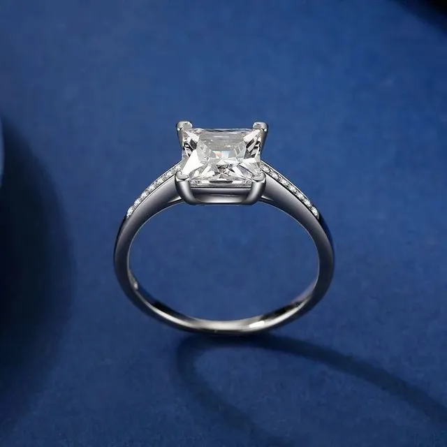 Mejor venta S925 plata D Color transparente simulación Moissanite anillo Micro-set Multi-diamante luz lujo joyería femenina