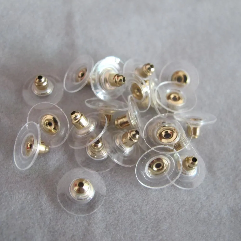 Gold Silver Plated Flying Disc Shape Earring Backs Stoppers Earnuts Earring Plugs Alloy Finding Jewelry Accessories Co274s