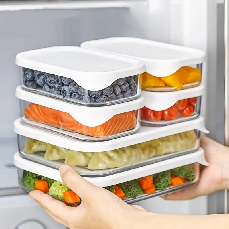 실리콘 뚜껑 저장 상자가있는 유리 음식 용기 점심 벤토 오차 주방 액세서리 식탁 전자 레인지 사용 가능한 도구 T200530