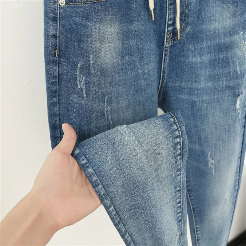 Plus size vriendjeans voor vrouwen casual vintage hoge taille jeans denim harem broek elastische taille denim jeans femme lj201013