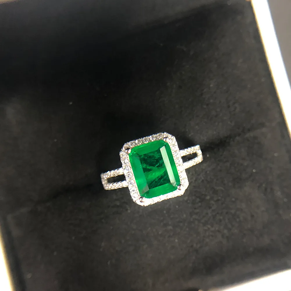 Pansysen Luxury Top Quality Emerald Rings for Women Wedding Engainging Cocktail Ring 100 925 Sterling Silver Fine Jewelry Gift J18002629