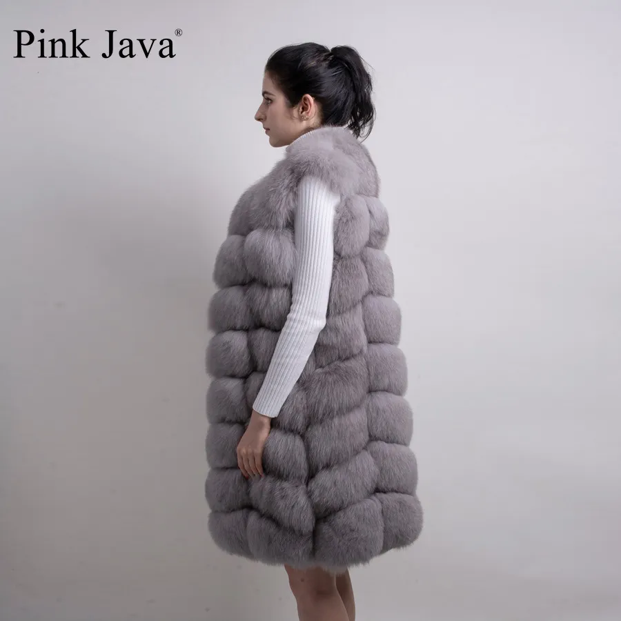 Pink Java 8032 Women Coat Winter Luxury Murb Jacket Real Murce Vest Long Gilet High Caffence 201016