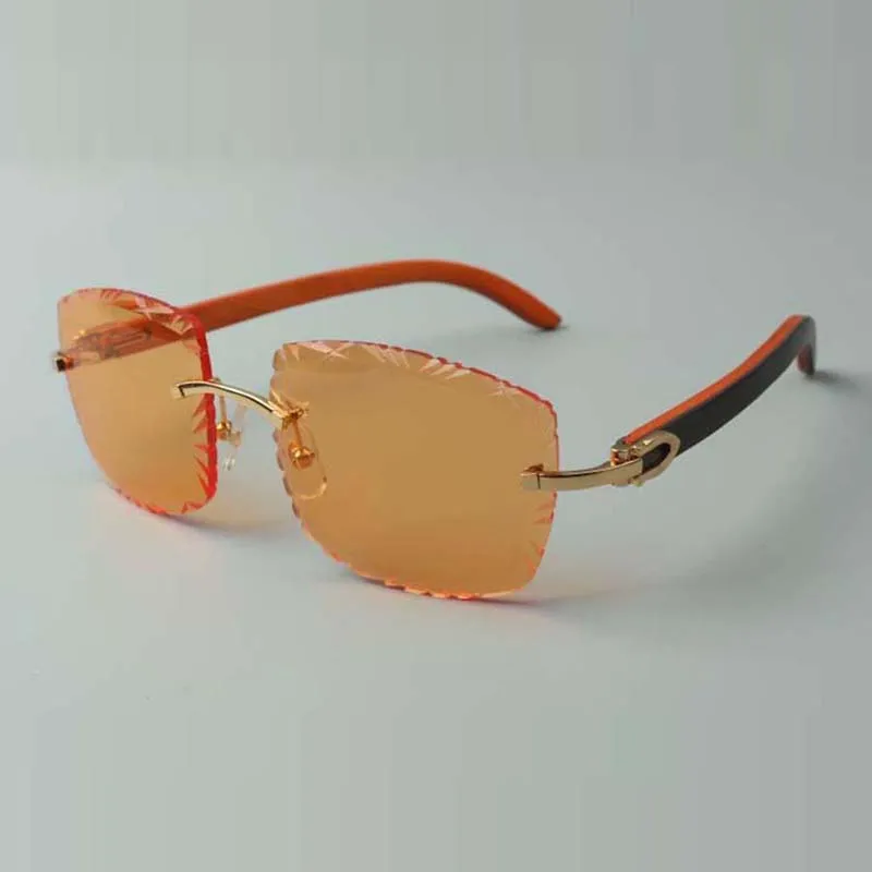 2022 Дизайнеры Солнцезащитные очки 3524023 Cuts Lens Natural Orange деревянные храмы очки размер 58-18-135mm295r