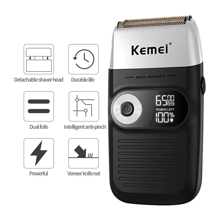 Kemei Clipper Electric Hair Trimmer för män Shaver Professionella Mäns Skärmaskin Trådlös Barber Trimmer 220216