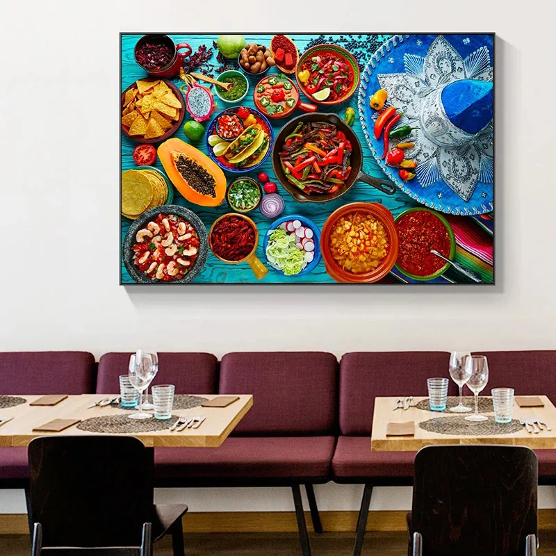 Peinture sur toile d'aliments mexicains modernes, affiches et imprimés Cuadros, tableau d'art mural pour cuisine, restaurant, décoration de la maison, sans cadre 3140486