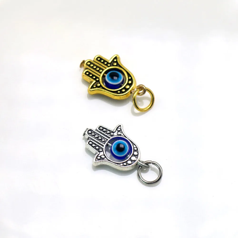 100 stuks Turkse Hamsahand Blue Evil Eye Charms hanger voor sieraden maken bevindingen DIY239K