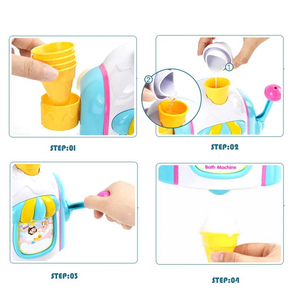 Novo fabricante de sorvetes máquina de bolha brinquedos de banho divertido cone de espuma fábrica banheira brinquedo presente recém-nascido brinquedos de banho para crianças 20 201215862873