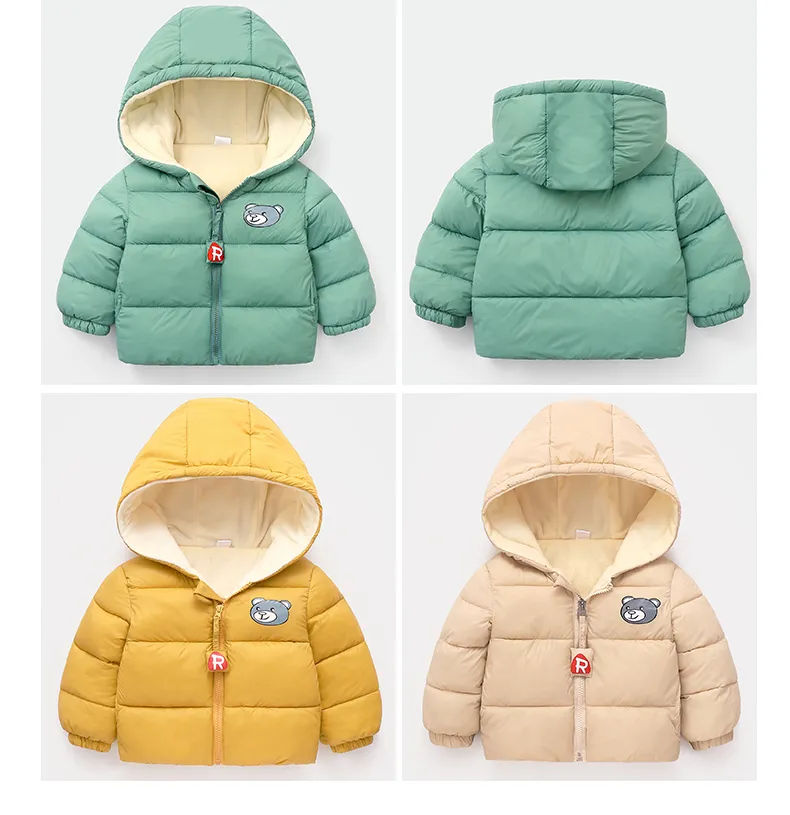 2020 nuovi bambini di inverno caldo cotone giacche ragazzi e ragazze Cartoon Bear cappotti Babys vestiti cerniera con cappuccio i bambini Outerwears LJ201017