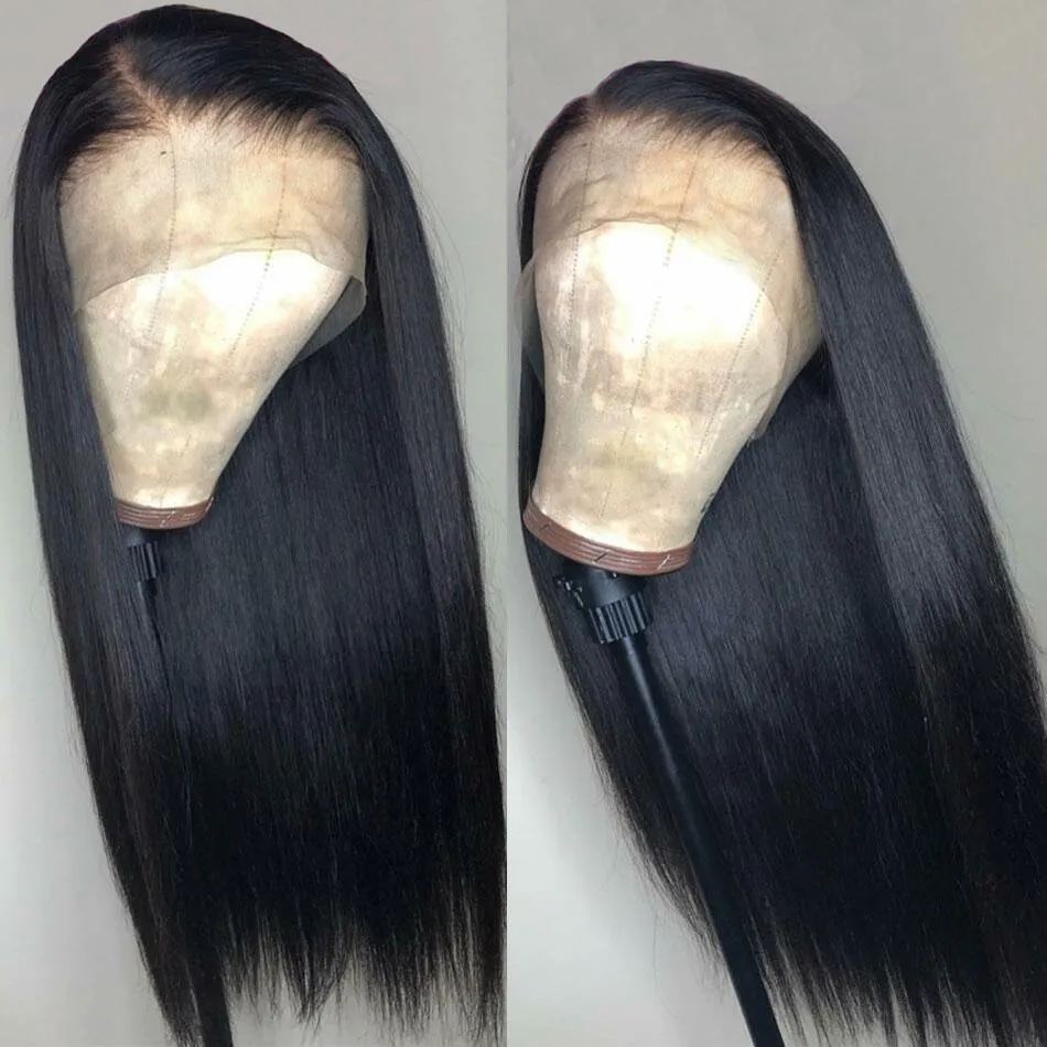 Capelli umani frontali 360 pizzo parrucca pre -grattata naturale capelli naturale 150 densità medio rapporto peruviano dritta dritta in pizzo frontale wigs4915994