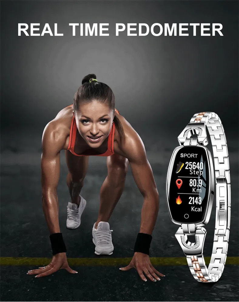 smart watch da donna ultima moda orologio in metallo frequenza cardiaca monitor della pressione arteriosa smartwatch ios orologi intelligenti Android