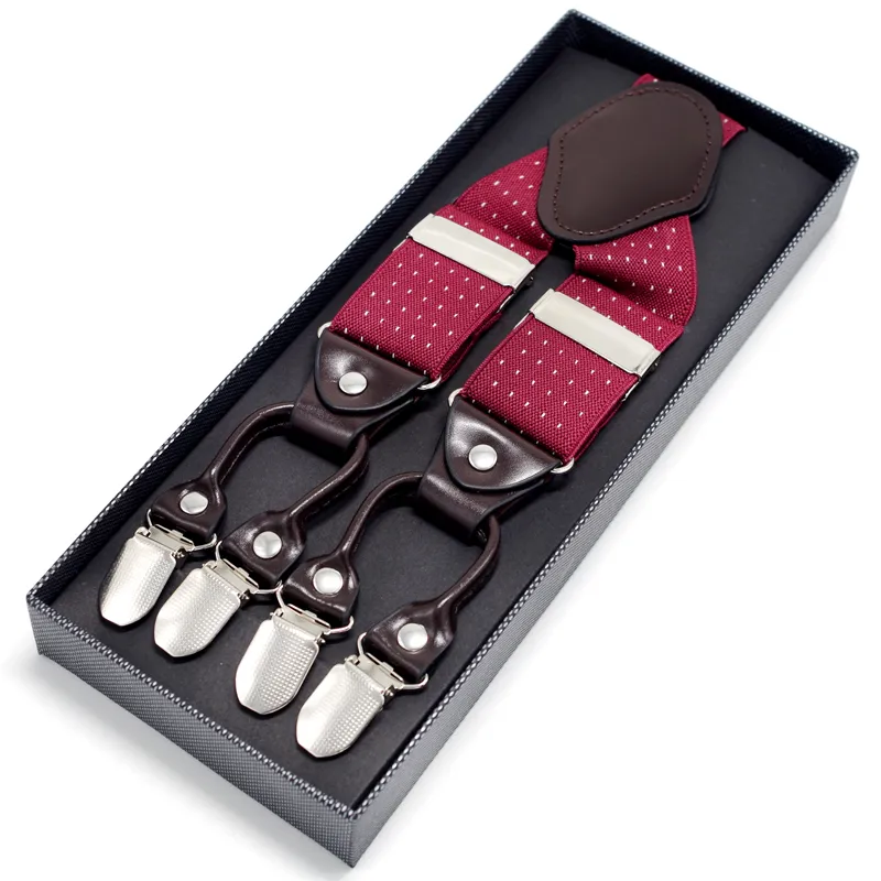 Mans hängslen Läder Casual Straps Y-back Shape Men's byxor Suspensorio Elastic Clips-On Ceinture Suspender 3 5 1267Y