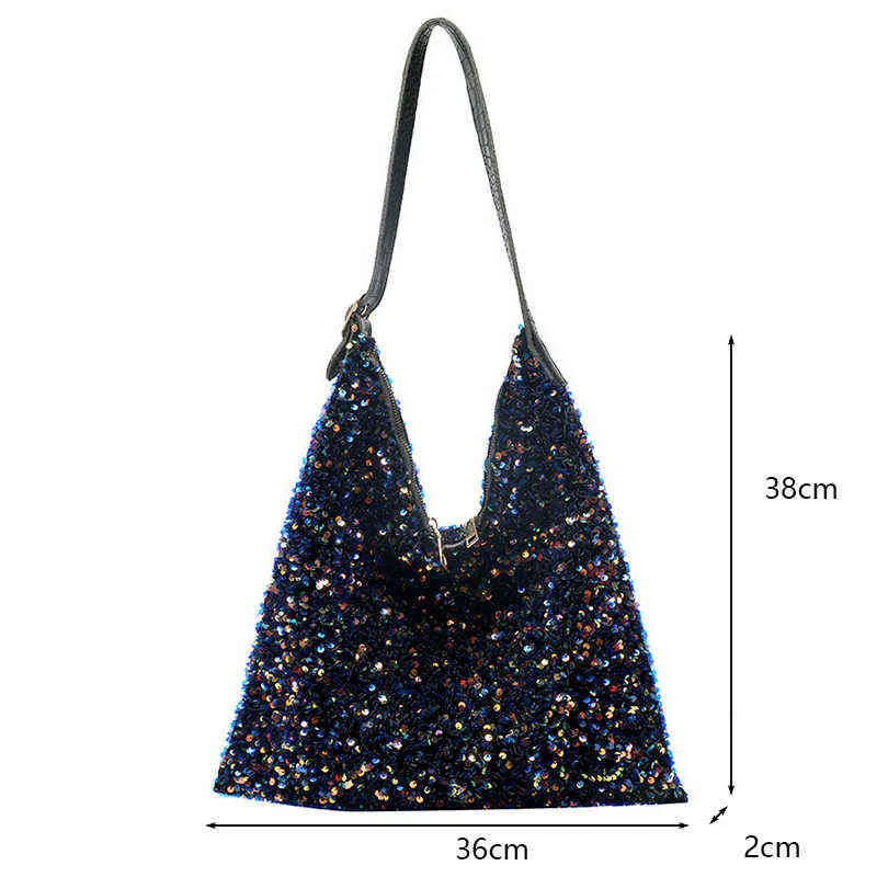 Shopping Bags Luxury Sequins Women Shoulder Designer Handbags Purse Fashion Shiny Large Capacity Hobos Lady Travel 220307