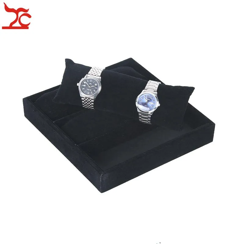 Jewelry Pouches Bags Velvet Display Pillow Case 3 Grid Bracelet Bangle Organizer Box Necklace Watch Chain Cushion Tray Holder1898