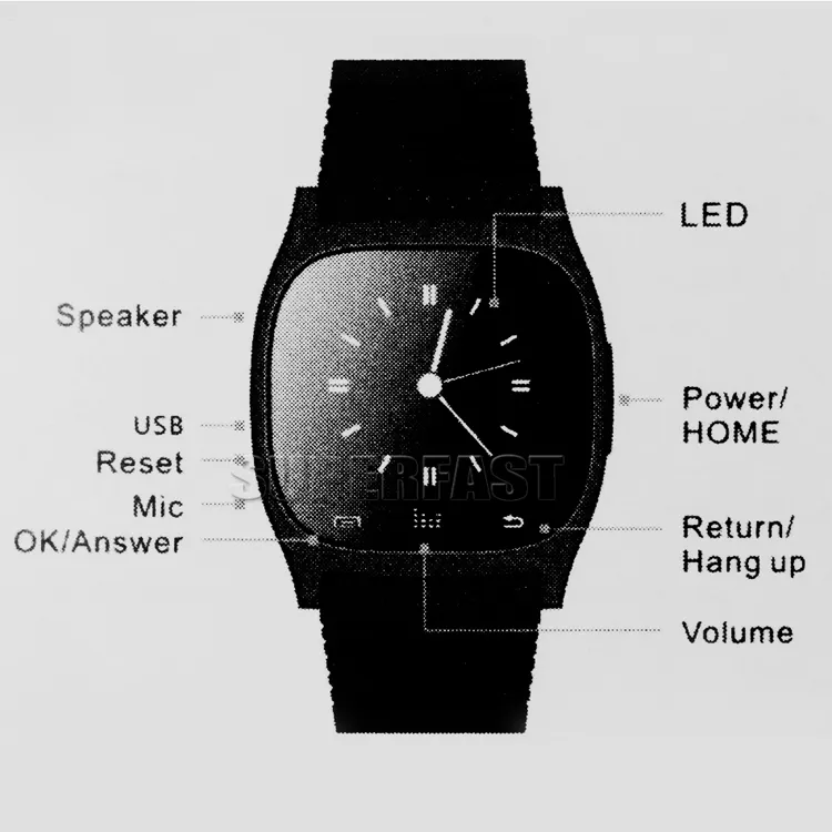 Bluetooth Smart Watch M26-Armbanduhr für Android Smart Watch-Wahltelefon für Samsung S8 Android-System im Einzelhandelspaket