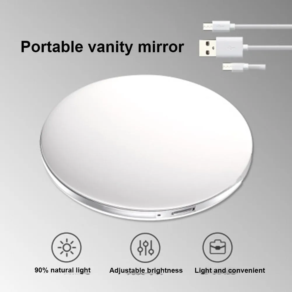 LEDライトミニメイクアップミラーコンパクトポケットフェイスリップスコスメティミラー旅行ポータブル照明ミラー1x5x拡大可能な折りたたみY208510431