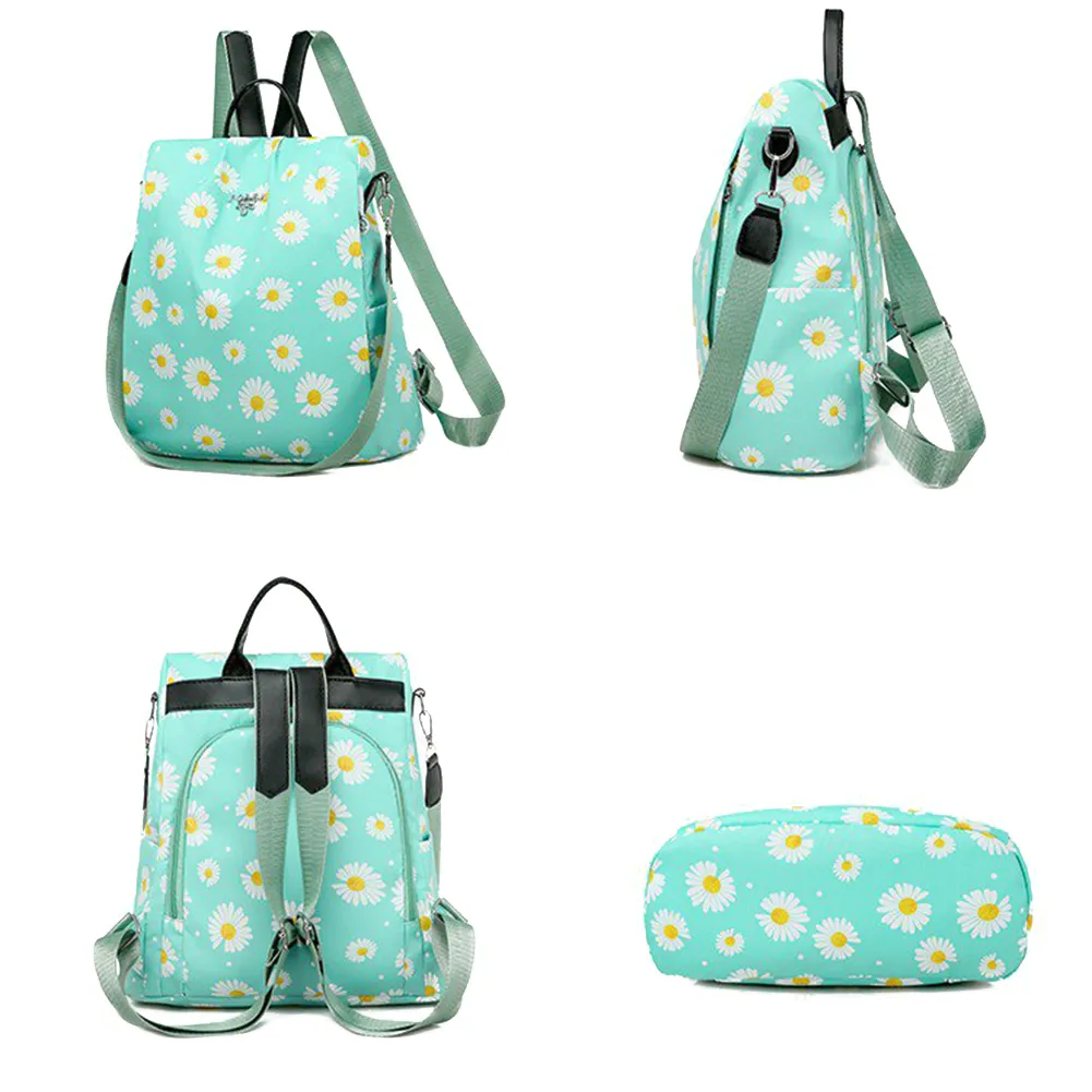 2020 Fashion Women Daisy Print Backpack Removable Shoulder Strap AntiTheft Outdoor Travel Backpack School Bag A11139743492
