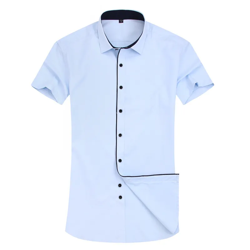 2020 Nova Camisa de Manga Curta Casual Camisa Slim Fit Design Estilo Macho Negócio Social Vestido Camisas de Alta Qualidade Vestuário 4xl C1210