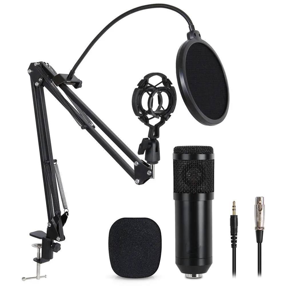 bm 800 microphone for computer professional 35mm wired studio condenser mic with tripod stand for Recording pc laptop bm8004775741
