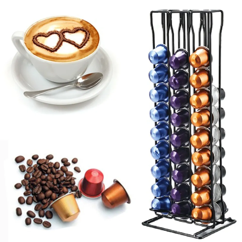 Coffee Capsule Holder for 60 Nespresso Capsules Storage Metal Tower Stand Capsule Storage Pod Holder Practical Coffee Pod Holder Y252e