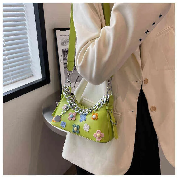 Shopping Bags Bolso de hombro con diseño flores para mujer, bolsa mano asas y canas acrlicas, bonito, 2022 220304