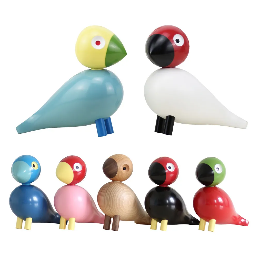 Duńskie prezenty drewniane figurki gołębia natury drewniane ptaki kolorowe posąg zwierząt figura domowa akcesoria nowy LJ200908