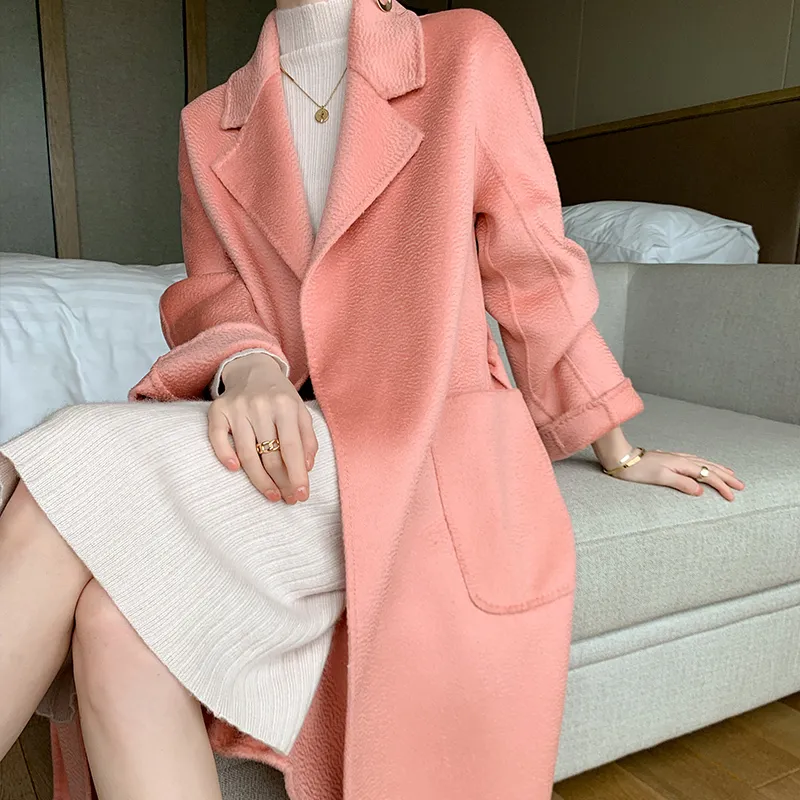 The New Fashion Autumn Winter Overcoat 100 Merino Wool Ladies Warm Long Sleeve Thick Warm 2020 Women Long Jacket Coats Cardigan LJ201106