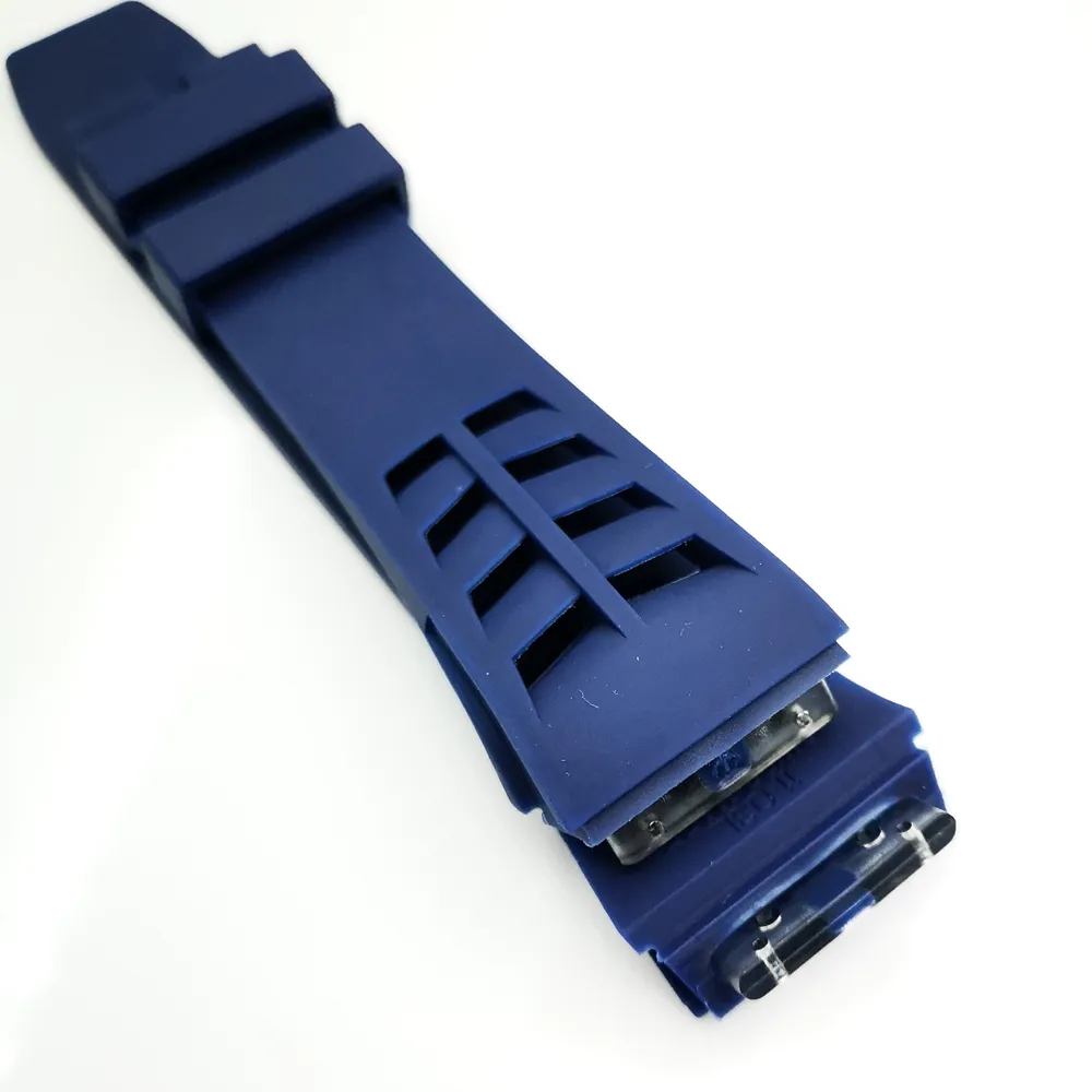 25 mm donkerblauwe horlogeband 20 mm vouwsluiting rubberen band voor RM011 RM 50-03 RM50-01229I