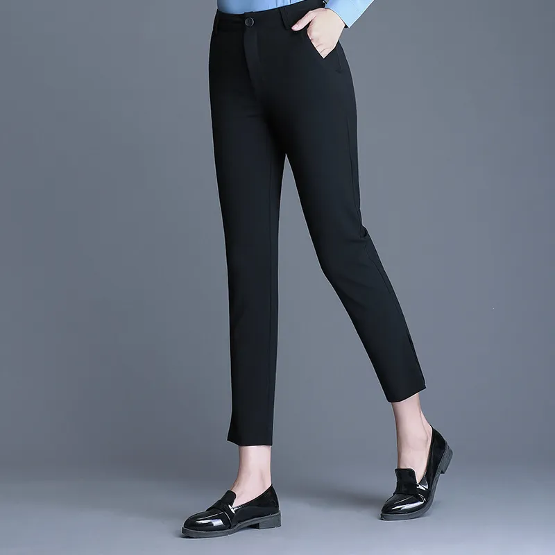 Kobiety Czarne spodni robocze Koreańskie biuro dama prosta noga formalne spodnie AnkleLength spodnie biznesowe Kobieta xxxlxxxxl t200422