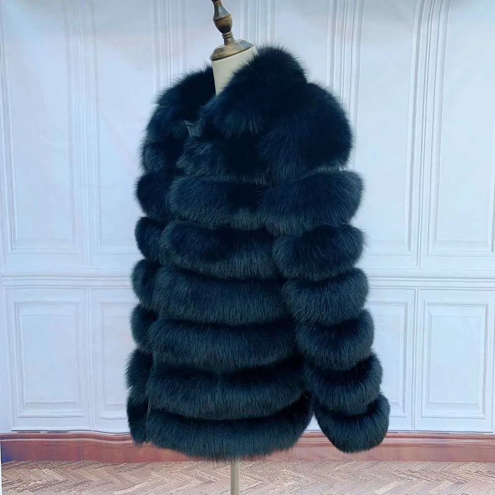 cappotto da donna in vera pelliccia soprabito collo in piedi moda donna inverno caldo cappotti genuini outwear 211220