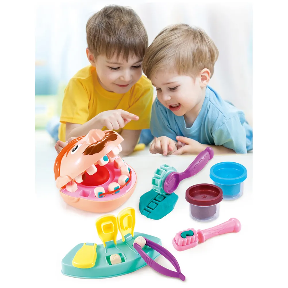 Jouets pour enfants Docteur Set Argile légère Plasticine Outils Simulation Jouer Maison Faire semblant Dentiste DIY Clay Éducatif Dent Moule # 30 LJ201012