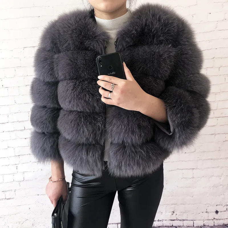 new style real 100% natural jacket female winter warm leather fox coat high quality fur vest 201102