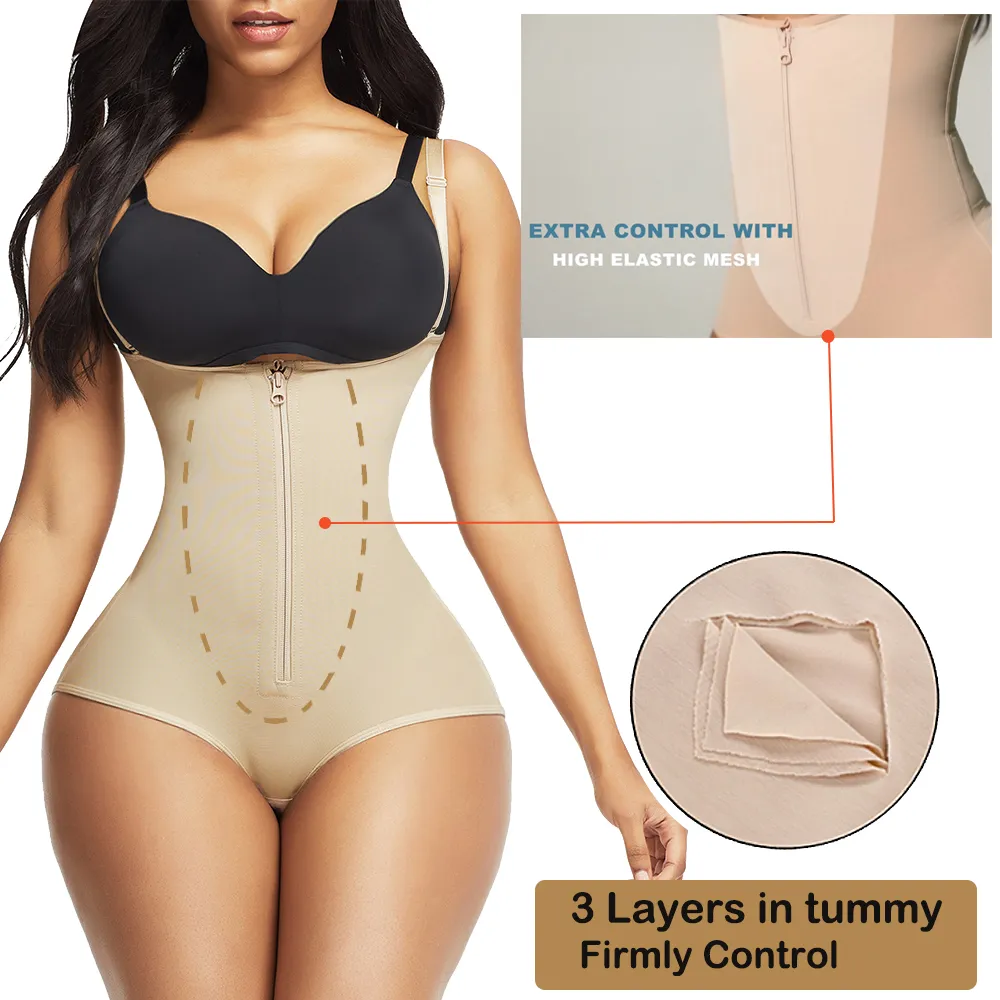 Hexin Vrouwen Volledige Body Shapewear Onderborst Afslanken Modellering Strap Fajas Postpartum Girdle Tummy Control Body Shaper Butt Lifter 201222