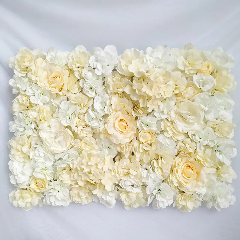 40x60 cm Flor de rosa de seda Champán Flor artificial para la decoración de la boda Paneles de pared de flores Decoración de fondo de boda romántica T20288R