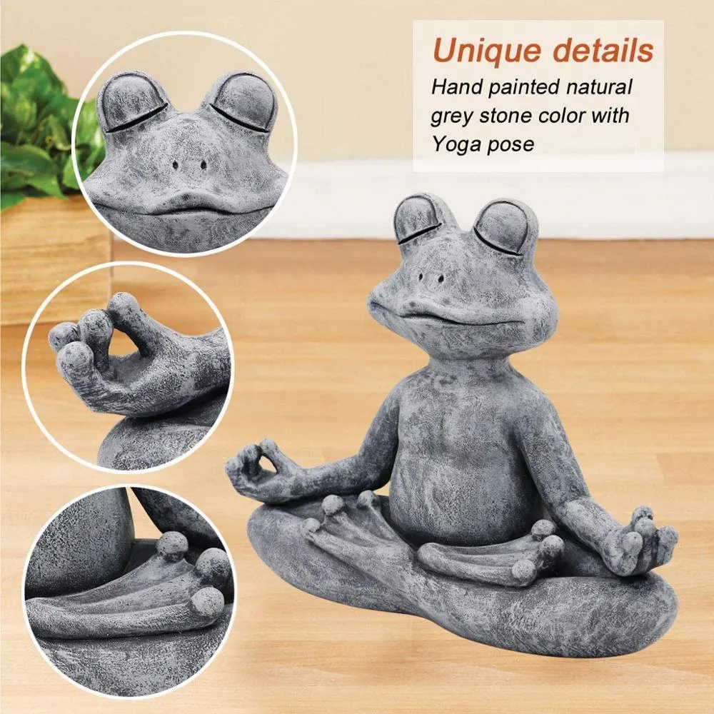 GOODECO Tuin Kikker Figurine Hars Zen Yoga Frog Jardin Standbeeld Tuin Decoratie Outdoor Sculptuur Home Decor Indoor Ornaments T200710