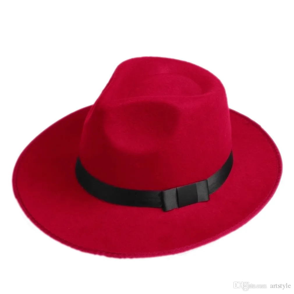 Cappello vintage da uomo e da donna in feltro rigido a tesa larga Fedora Trilby Cappello Panama Gangster Cap2546