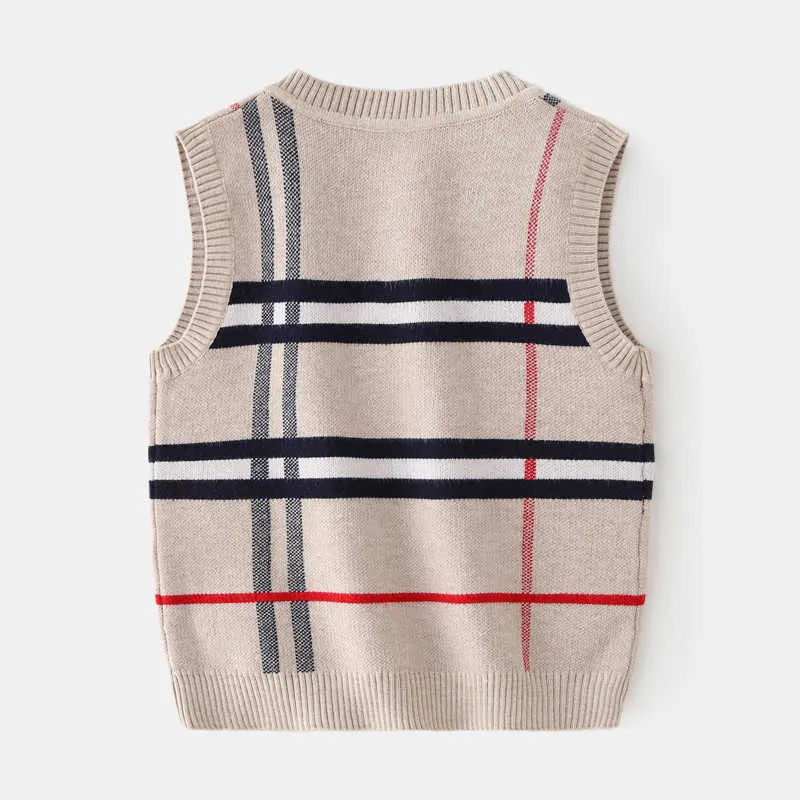 Débardeur 2-8T Plaid pour pull garçon fille enfant en bas âge enfant bébé printemps automne pull col en V haut en tricot automne mode gilet tricots vêtements