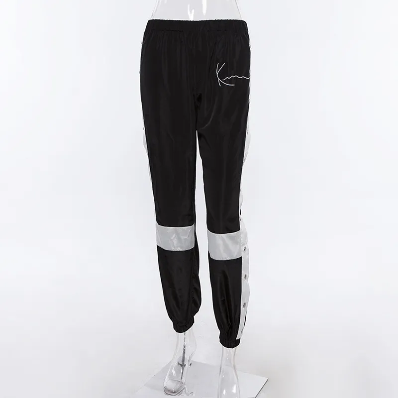 Houzhou joggare kvinnor byxor mode patchwork sweatpants harem casual sida split knäppas paneler hög midja byxor streetwear lj200813