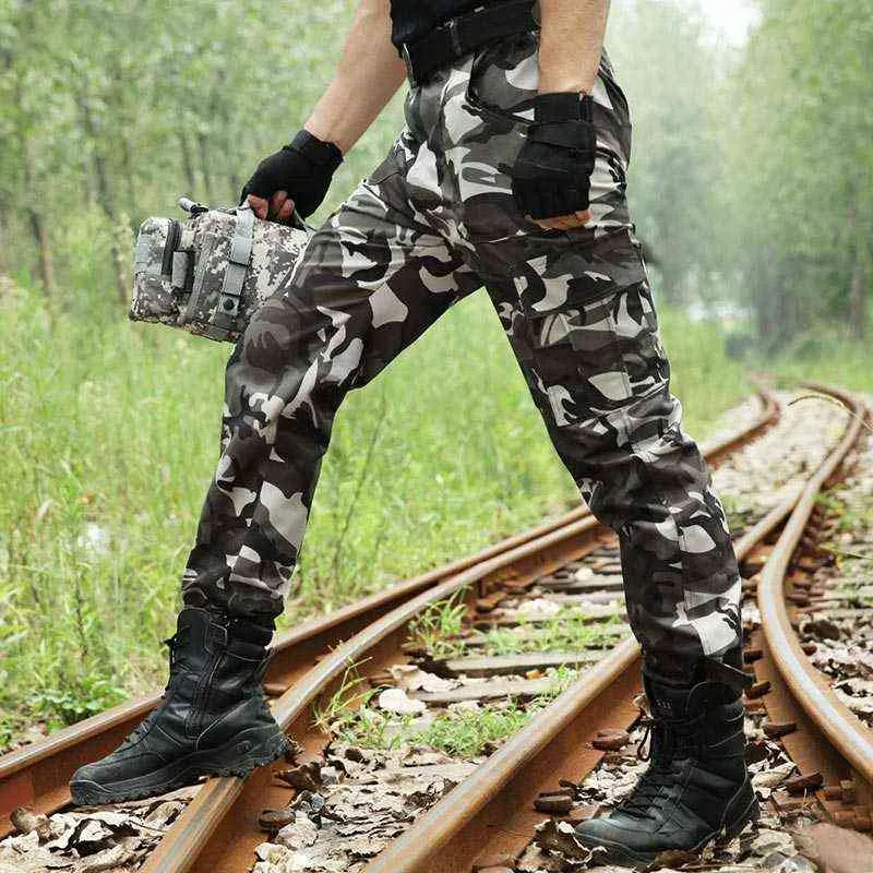Tactical Cargo Spodnie Mężczyźni Wojskowy Czarny Python Camouflage Spodnie bojowe Army Pracując Spodnie myśliwskie Joggers Mężczyźni Pantalon Homme 220119