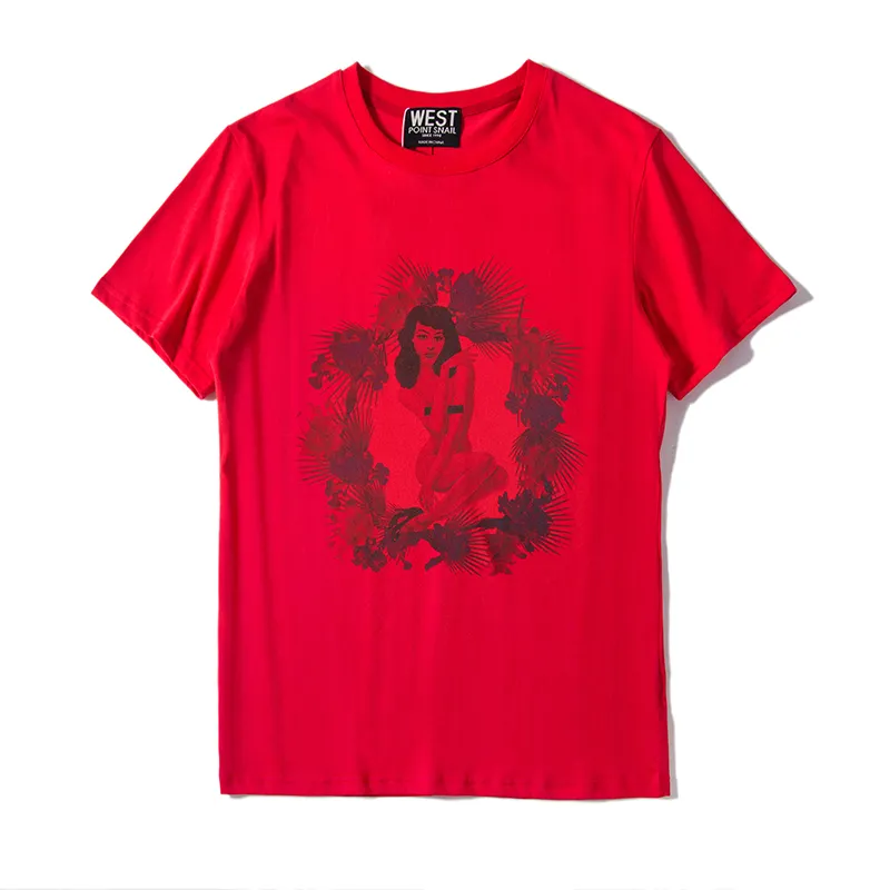 Summer Modna T-shirt prosta abstrakcyjna druk okrągła para luźna i wygodna koszulka z krótkim rękawem żeńska koszulka #gvc0110