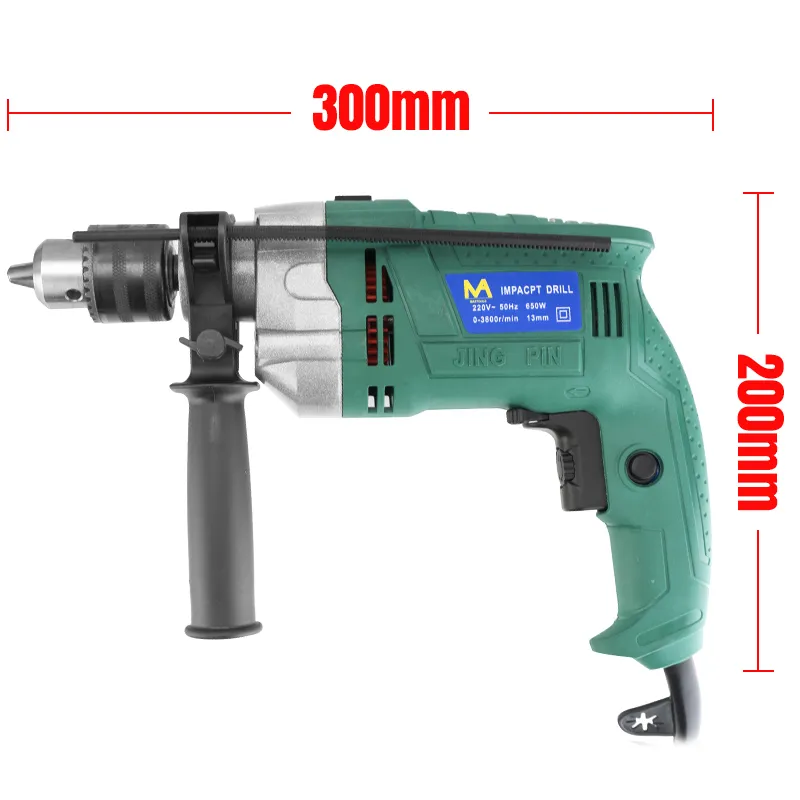 650W 220V 3800RPM Electric Impact Drill Kit Handhållen Flat Drill Rotary Hammer Torque Driver Tool Skruvmejsel Strömverktyg 201225