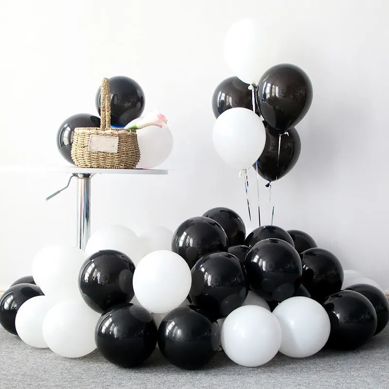 Latex Blanc Noir Ballons Arc Kit Métallique Ballon D'or Guirlande De Mariage Anniversaire Fête D'anniversaire Décorations Ensemble F1230232n