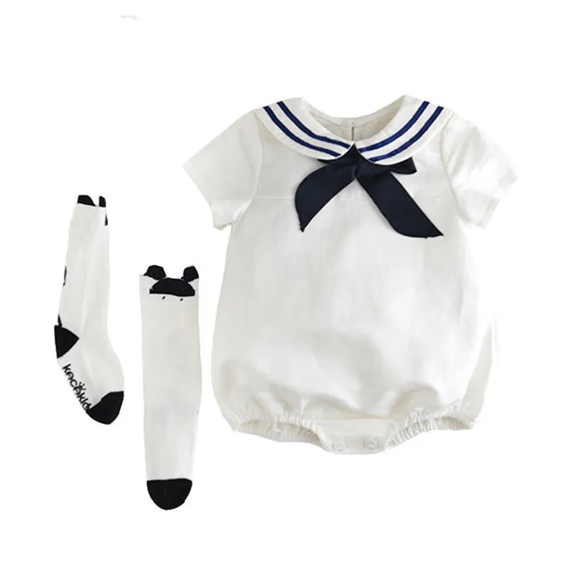 Vêtements de bébé nouveau-né 100% coton à manches courtes bébé barboteuse d'été Sailor Toddler Jumpsuit infantile garçons filles barboteuse vêtements tenues 201027
